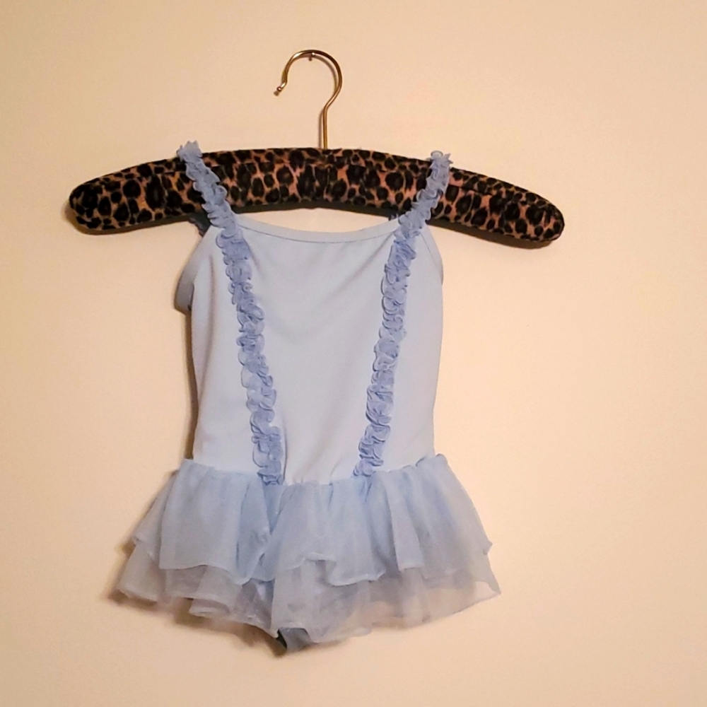 Light Blue Little Girls Leo with Attached Skirt